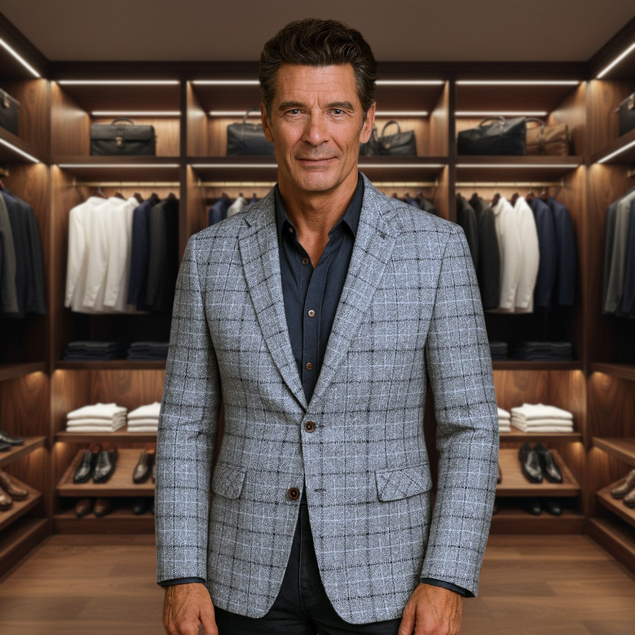Monaco  | Premium Cotton Check Blazer with Tailored Comfort and Style
