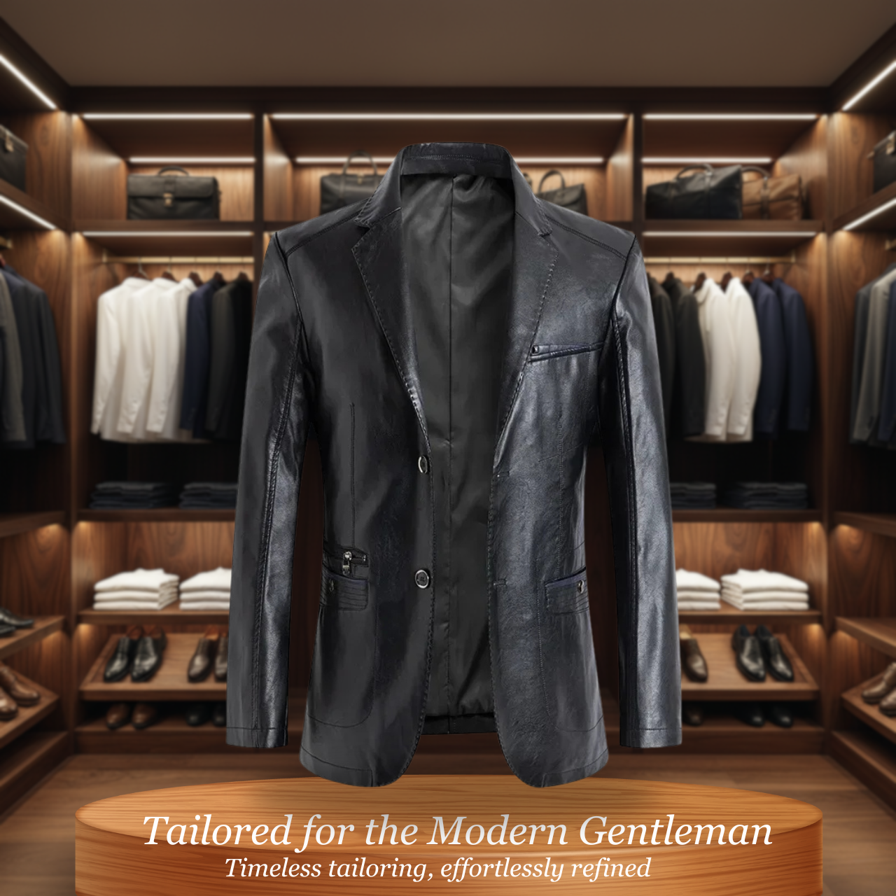 Blake | Italian-Inspired Tailored Leather Jacket with Zippered