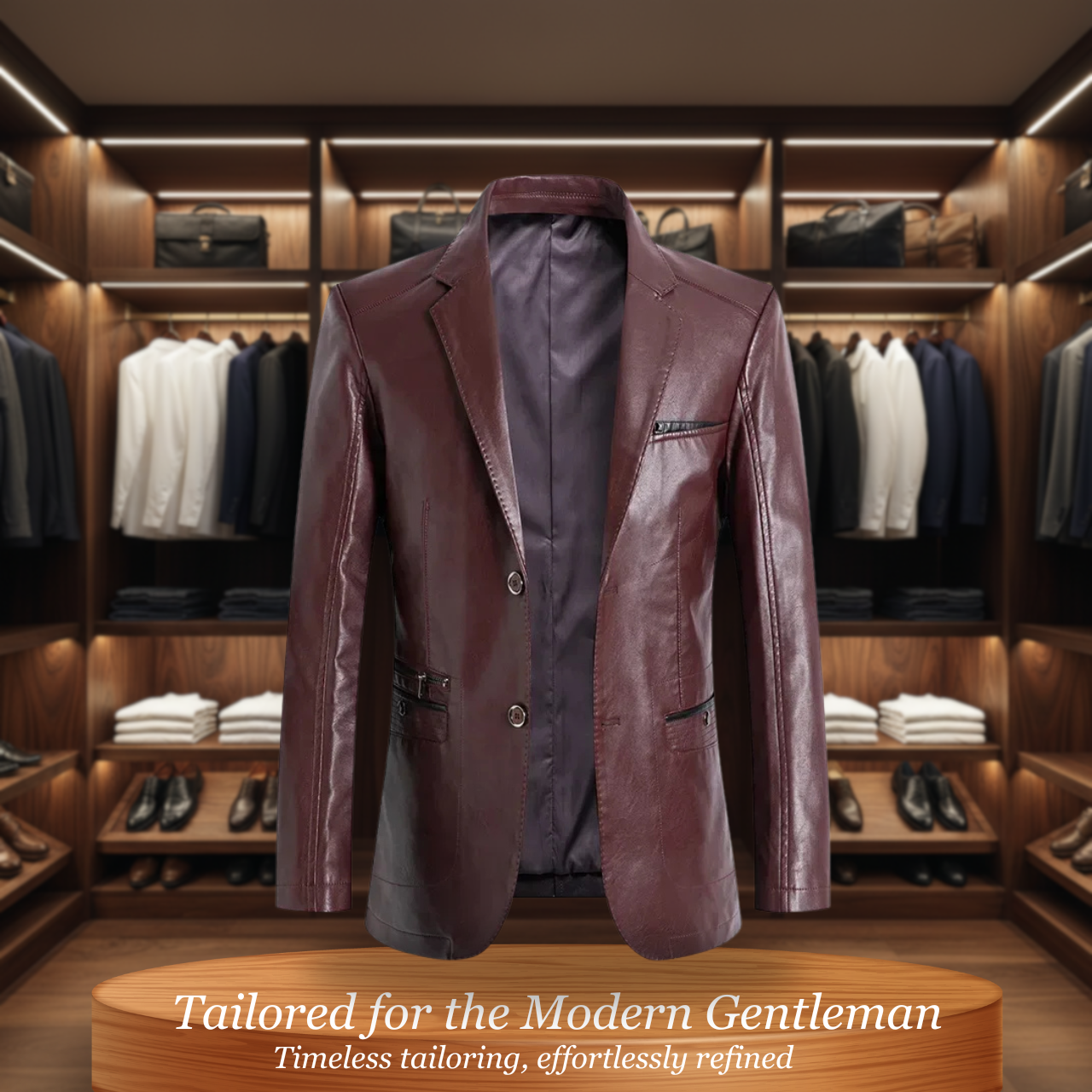 Blake | Italian-Inspired Tailored Leather Jacket with Zippered