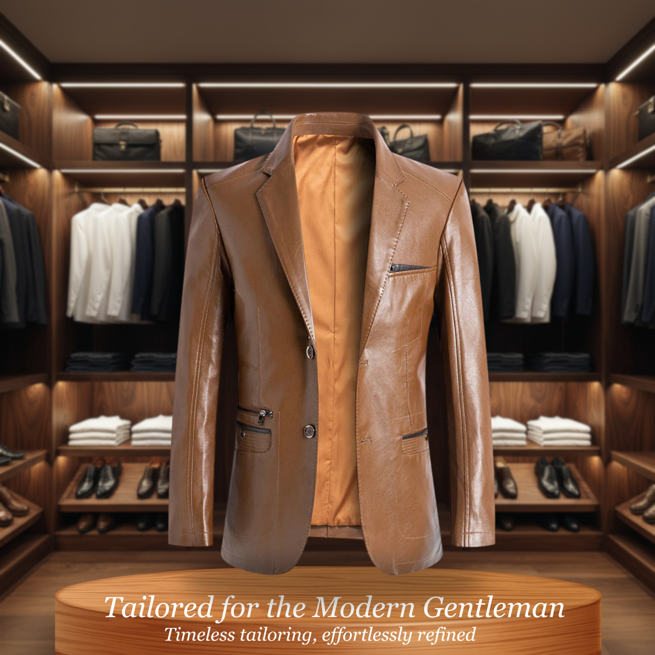 Blake | Italian-Inspired Tailored Leather Jacket with Zippered