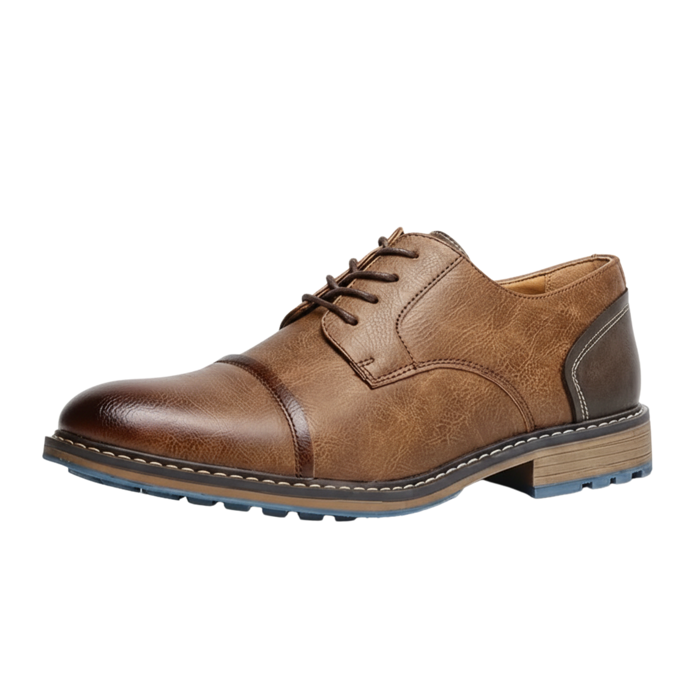 Ricky | Men's Brown Derby Shoes - Formal & Casual Lace-Ups with Non-Slip Rubber Sole