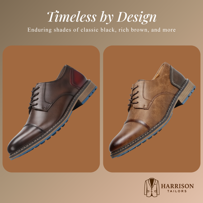 Ricky | Men's Brown Derby Shoes - Formal & Casual Lace-Ups with Non-Slip Rubber Sole