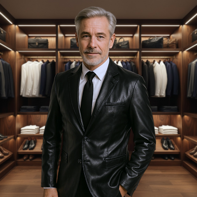 Blake | Italian-Inspired Tailored Leather Jacket with Zippered