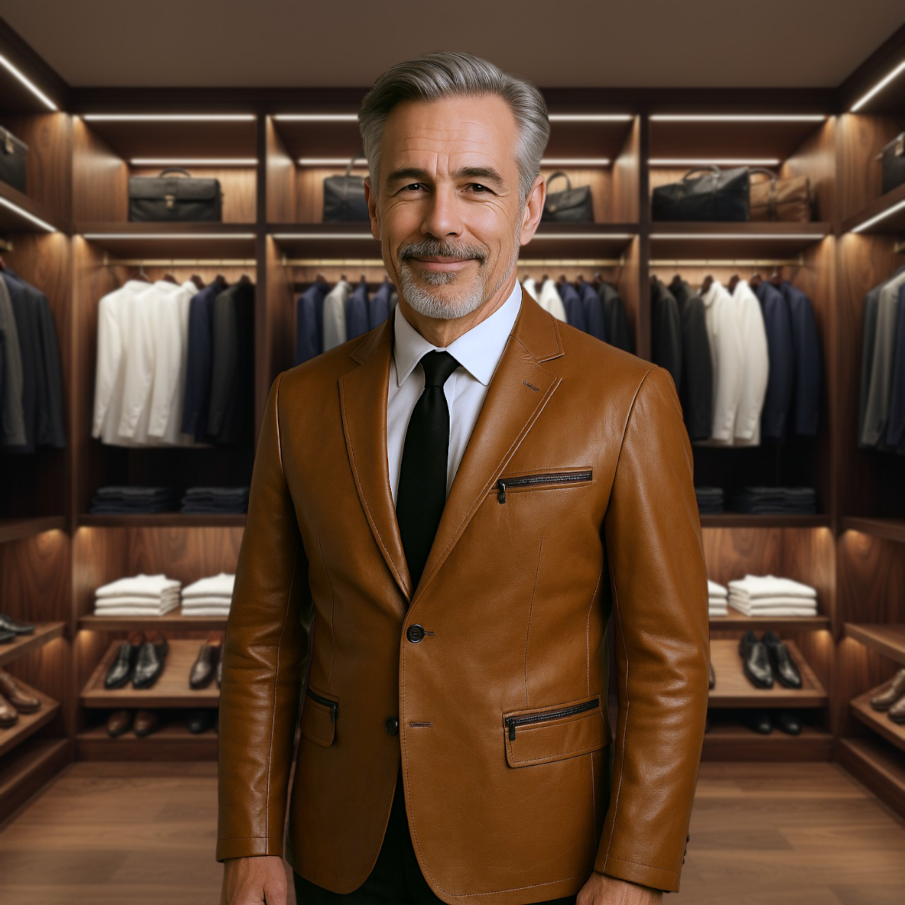 Blake | Italian-Inspired Tailored Leather Jacket with Zippered