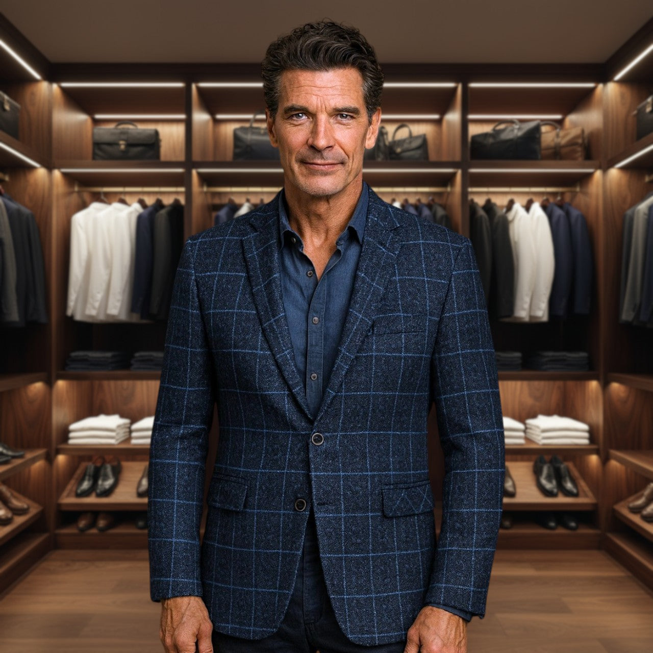 Monaco  | Premium Cotton Check Blazer with Tailored Comfort and Style